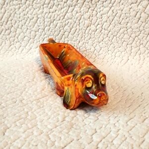 Vintage 90's porcelain drip glaze weiner dog Dachshund handmade DIY